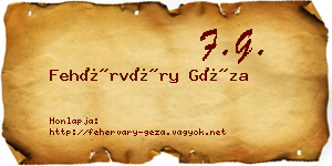 Fehérváry Géza névjegykártya