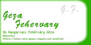 geza fehervary business card