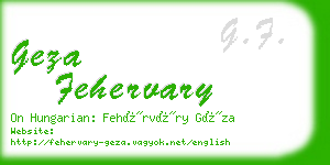 geza fehervary business card